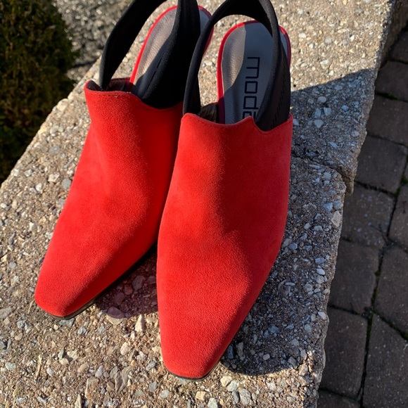 Moda Red Suede Slingback heels Size 7 1/2 - Picture 2 of 5